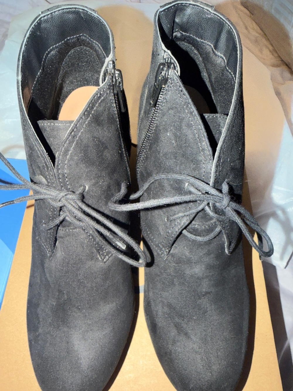 Universal Thread Black Suede Lace-Up Ankle Booties worn once perfect condition